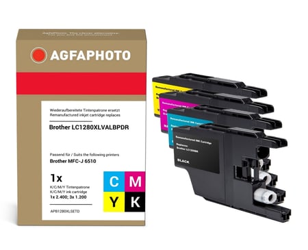 AgfaPhoto LC1280XLVALBPDR nabój z tuszem 4 szt. Zamiennik Wysoka (XL) wydajność Czarny, Cyjan, Purpurowy, Żółty