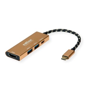 ROLINE 12.02.1119 dockningsstation, kabelansluten USB 3.2 Gen 2 (3.1 Gen 2) Type-C, guld