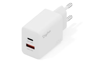 Digitus GaN II 30-W-Netzladegerät | 1x USB-C, 1x USB-A | PD 3.0, QC 3.0 | Weiß