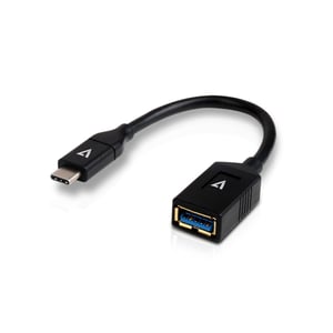 V7 V7U3C-BLK-1E USB 3.2 Gen 1 (3.1 Gen 1) Cable, 0.1 m, USB-C to USB-A, Black
