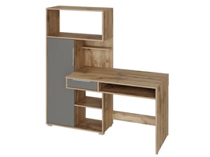Tuckano Desk with Bookcase 150x149x58 DUET Wotan Oak/Graphite