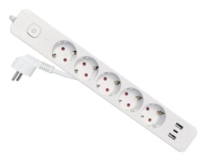 Equip 245555 2.5 m Power Strip, 5 Outlets, Indoor, White