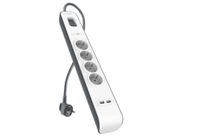 Belkin BSV401CA2M Surge Protector, Black, White, 4 x AC Outlets, 2 m