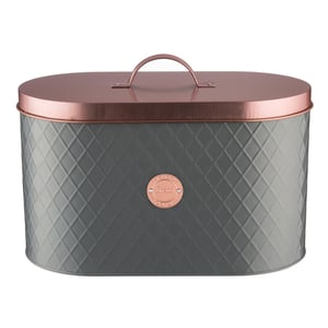 Typhoon Henrik Copper Lid Bread Bin, Oval, Gray Steel