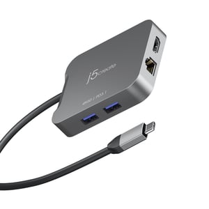 j5create JCD3191-N Wired USB 3.2 Gen 2 (3.1 Gen 2) Type-C Docking Station, Gray