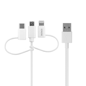 Deltaco IPLH-441 kabel Lightning 1 m Biały