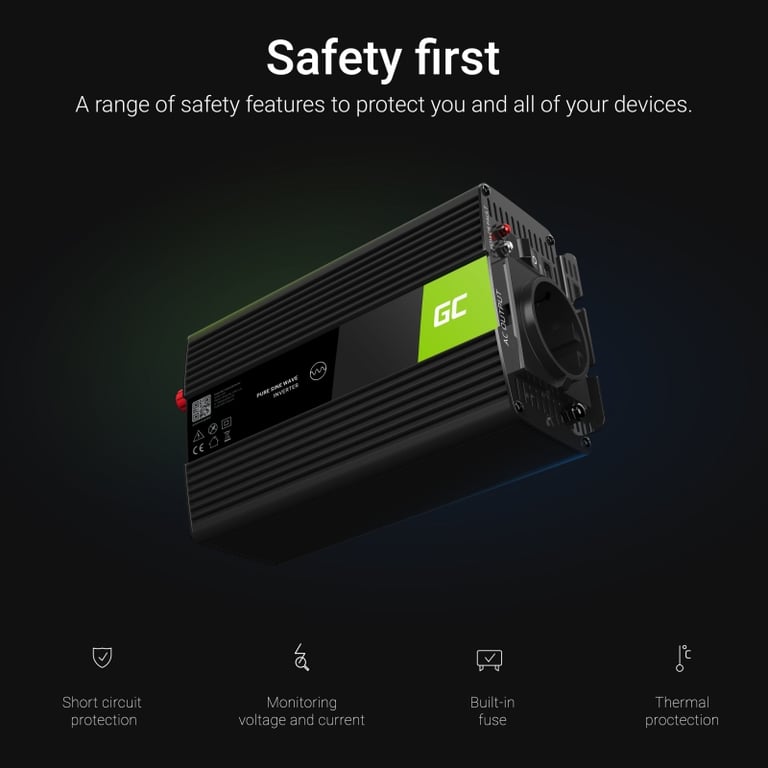 Green Cell INV08 adapter zasilający/ inwentor Zewnętrzna 1000 W Czarny