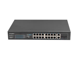 Lanberg RSFE-16P-2C-250 Unmanaged Gigabit Ethernet (10/100/1000) Network Switch with PoE Support, 1U, Black