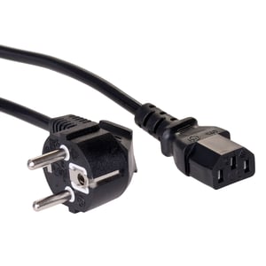 Akyga AK-PC-01C High-quality power cable, 1.8 m for PCs, printers, and monitors, black, 1.5 m, CEE7/7, IEC C13