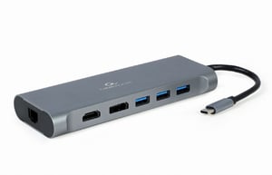 Gembird A-CM-COMBO8-01 USB 3.2 Gen 1 (3.1 Gen 1) Type-C Docking Station, Gray