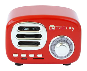 Techly ICASBL12RED tragbarer Lautsprecher / Party-Lautsprecher Rot, Silber 5 W