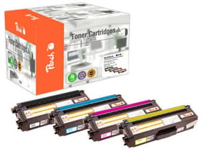 Peach 112066 Tonerkassette, 4 Stück. Ersatz für Schwarz, Cyan, Magenta, Gelb