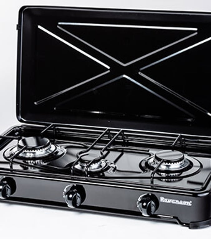 Ravanson K-03TB Czarny, Biały Blat 60 cm Gaz 3 stref(y)