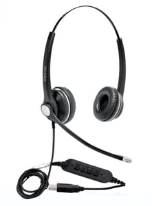 eSTUFF GLB240400 Kopfhörer/Headset, kabelgebunden, Kopfbügel, Büro/Callcenter, USB Typ A, schwarz