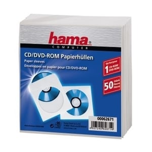 Hama CD-ROM Paper Sleeves 50, White 50 dysków Biały