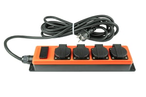 Kabelmeister SL014-U050O 5 m Power Strip with 4 Outlets, Outdoor, Black, Orange