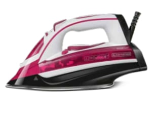 Black & Decker ES9180140B Bügeleisen Trocken- und Dampfbügeleisen Edelstahlsohle 2600 W Schwarz, Violett, Weiß