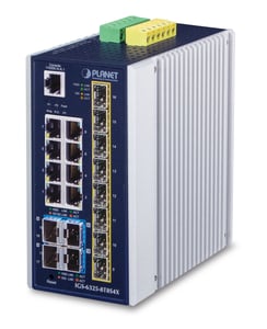 PLANET IP30 Industrial L3 8-Port Managed Gigabit-Ethernet (10/100/1000) Blau, Weiß