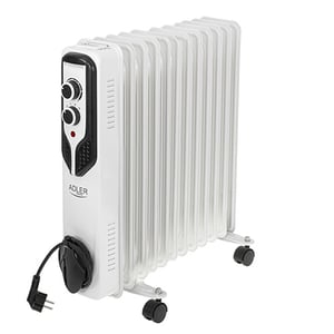 Adler AD 7817 Indoor Heater, White, 2500 W, Electric Oil-Filled Room Heater