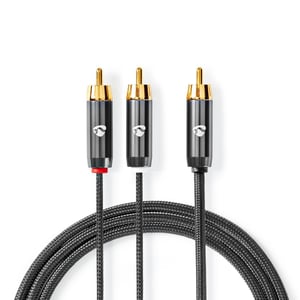 Nedis CATB24000GY30 3 m Audio Cable, 2 x RCA, Gray