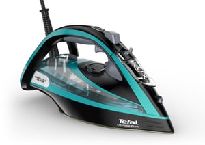 Tefal Ultimate Pure FV9844 Trocken- und Dampfbügeleisen mit Durilium-Bügelsohle und Autoclean-Funktion, 3200 W, schwarz, blau