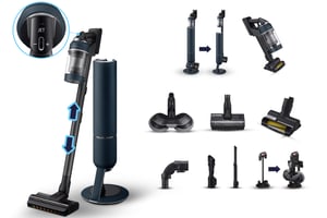 Samsung Bespoke Jet Pro Extra Upright Vacuum Cleaner, Battery-Powered, Dry, HEPA, Bagless, 2 L, 210 W, Blue