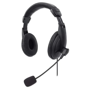 Manhattan 179843 hörlurar/headset, trådbundet, huvudband, kontor/callcenter, USB typ A, svart