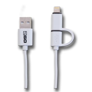 2GO 795637 kabel USB 1 m USB A Micro-USB B/Lightning Biały