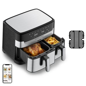 Tefal Dual Easy Fry & Grill EY905D Dual 8.3 L Standalone 2700 W Hot Air Fryer Stainless Steel