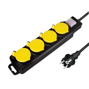 LogiLink LPS254 nätverksfördelare 1,5 m, 4 x nätverksuttag, utomhusbruk, svart, gul