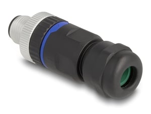 DeLOCK M12 4-pin male connector with A-coding for mounting behind a screw-type connector