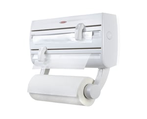 Leifheit Parat F2 Wall-Mounted Paper Towel Holder, Aluminum, White Plastic