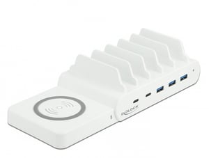 DeLOCK USB- und kabelloses Ladegerät, 2 x USB Typ-C PD + 3 x USB Typ-A, 110 W