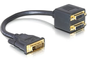 DeLOCK Adapter DVI25 M > 2x DVI25 F, DVI-Kabel 0,2 m, DVI-I, schwarz
