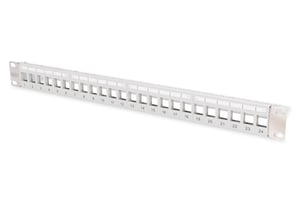 Digitus modulärt patchpanel 19" 24x keystone, skärmad, 1U, grå, kabelkanal, utbytbara etikettfält
