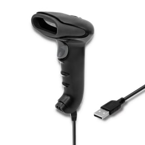 Qoltec 50866 Barcode Scanner Handheld 1D Laser Barcode Scanner, Black