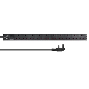 Lanview LVR-3MUK-SPD-UK10 Stromverteilereinheit (PDU) mit 8 Netzanschlüssen, 1,4 HE, schwarz