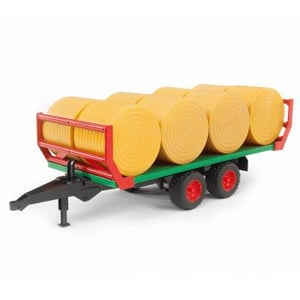 BRUDER Bale Transport Trailer with 8 Round Bales—Part/Accessory for Scale Models