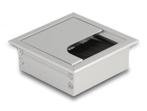 DeLOCK Kabeldurchführung mit Bürste für den Einbau in einen Tisch, 80 x 80 x 28 mm, silber