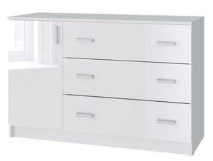 Tuckano Komoda 3S1D BASIC 120x77x44cm biały/biały połysk