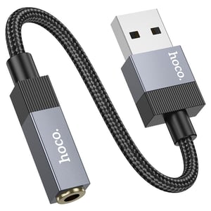 Hoco UPA32D Clever kabel audio 0,15 m 3.5mm USB Typu-A Czarny, Szary