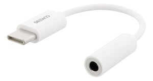 Deltaco USBC-1144 Phone Cable, White, 0.9 m, 3.5 mm