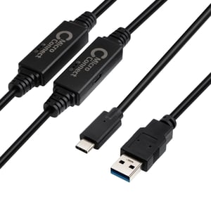 Microconnect USB3.1CA10AMP USB Cable, USB 3.2 Gen 1 (3.1 Gen 1), 10 m, USB-C to USB-A, Black