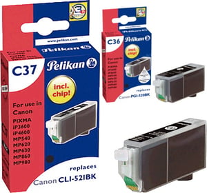 Pelikan C36/C37 Tintenpatrone, 2 Stück. Standard-Ergiebigkeit, Schwarz