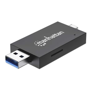 Manhattan 102735 USB 3.2 Gen 1 (3.1 Gen 1) kortläsare, typ A/typ C, svart, genomskinlig