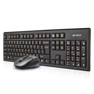 A4Tech 7100N stationärt tangentbord Medföljande mus Gaming RF Wireless QWERTY Engelska Svart