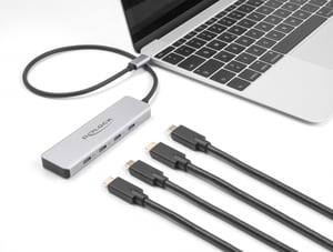 DeLOCK USB-Hub 10 Gbit/s USB Typ C mit 4 x USB-Typ-C-Buchsen und einem 35 cm langen Verbindungskabel
