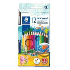 Staedtler Noris aquarell 144 10 Black, Blue, Burgundy, Brown, Green, Light Green, Mauve, Navy Blue, Orange, Peach, Red, Yellow, 12 pcs.