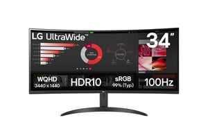 LG 34WR50QK-B monitor komputerowy 86,4 cm (34") 3440 x 1440 px Wide Quad HD Black