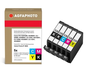 AgfaPhoto APCCLI526SETD nabój z tuszem 5 szt. Zamiennik Standardowa wydajność Czarny, Cyjan, Purpurowy, Żółty